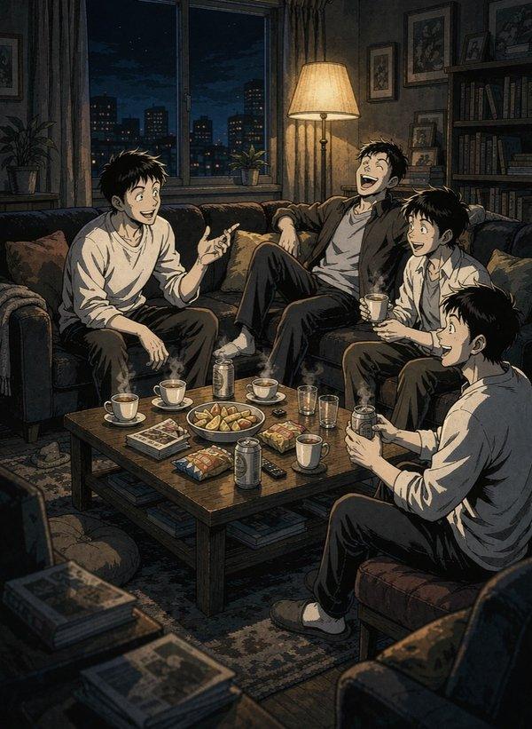 夜归挚友话灯前 封面插画